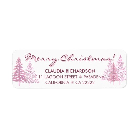 Moderne, rosa Weihnachtsbaumen Rücksendeadresse (Vorne)