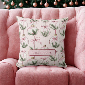 Moderne rosa Weihnachtsbaumkugel personalisierte K Kissen