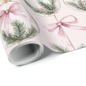 Moderne rosa Weihnachtsbaumschmuck-Verpackungspapi Geschenkpapier (Rolleneckpunkt)