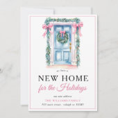 Moderne rosa Weihnachtsstür Neue Zuhause Holiday M Ankündigung (Vorderseite)