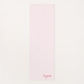 Moderne, rosa, weiß karierte Monogramm-Übung Yogamatte (Vorderseite)