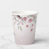 Moderne rosa Weißblütenpapiere Pappbecher (Rückseite)