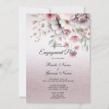 Moderne rosa weiße Blumen Hochzeitseinladung
