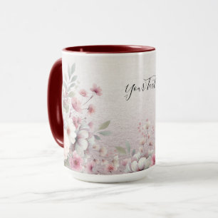 Moderne rosa weiße Blumen-Kaffeetasse Tasse