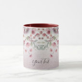 Moderne rosa weiße Blumen-Kaffeetasse Tasse (Zentrum)