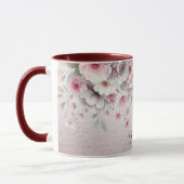 Moderne rosa weiße Blumen-Kaffeetasse Tasse (Links)