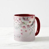 Moderne rosa weiße Blumen-Kaffeetasse Tasse (VorderseiteRechts)