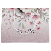 Moderne rosa weiße Blumenbeutel Große Geschenktüte (Vorderseite)