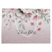 Moderne rosa weiße Blumenbeutel Große Geschenktüte (Rückseite)