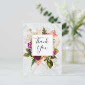 Moderne Rosa & Weiße Farbe Floral Vielen Dank Postkarte (Stehend Vorderseite)