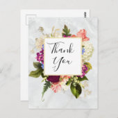 Moderne Rosa & Weiße Farbe Floral Vielen Dank Postkarte (Vorne/Hinten)