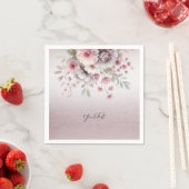 Moderne rosa, weiße Flora Napkins Serviette (Beispiel)