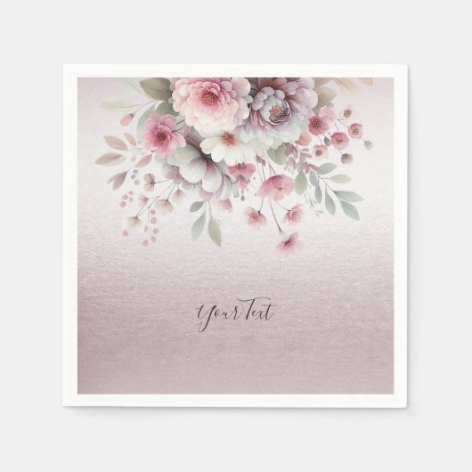 Moderne rosa, weiße Flora Napkins Serviette (Vorderseite)