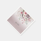 Moderne rosa, weiße Flora Napkins Serviette (Ecke)