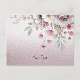 Moderne rosa weiße Floral-Postkarte Postkarte