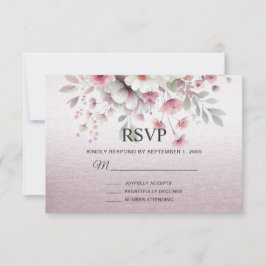 Moderne rosa, weiße, florale RSVP-Karte RSVP Karte