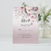 Moderne rosa, weiße, florale RSVP-Karte RSVP Karte (Stehend Vorderseite)