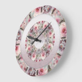 Moderne rosa, weiße, florale Wall Uhr (Winkel)