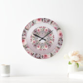 Moderne rosa, weiße, florale Wall Uhr (Zuhause)