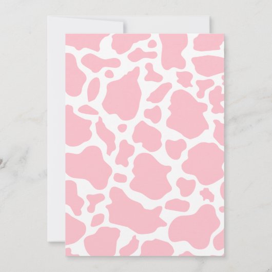 Moderne rosa weiße Kuh Print Baby Dusche Einladung (Rückseite)