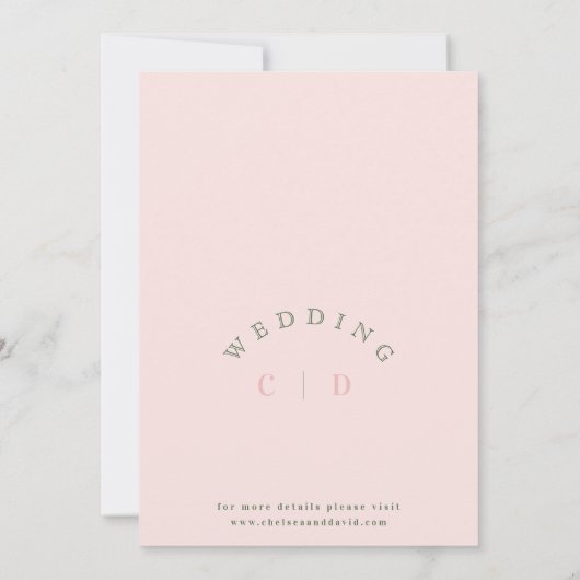 Moderne rosa, weiße Monogram, blutige Hochzeit Einladung (Rückseite)