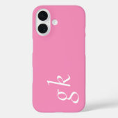 Moderne rosa weiße Monogramm-Name Case-Mate iPhone Hülle (Rückseite)