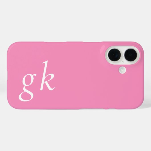 Moderne rosa weiße Monogramm-Name Case-Mate iPhone Hülle (Rückseite (Horizontal))
