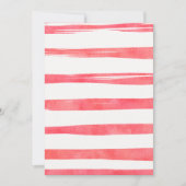 Moderne rosa weiße Streifen Erdbeere 1. Geburtstag Einladung (Vorderseite)