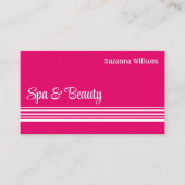 Moderne rosa weiße Streifen mit Beruflichem Foto Visitenkarte (Vorderseite)