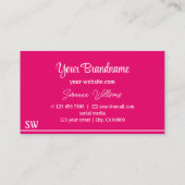 Moderne rosa weiße Streifen mit Monogramm Stilvoll Visitenkarte (Rückseite)