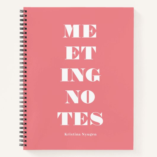 Moderne rosa weiße Typografie Notizblock (Vorderseite)