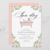 Moderne Rosa Wellness-Center Tag Brautdusche Einla Einladung (Vorne/Hinten)
