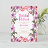 Moderne, rosa Wildblume #4 Brautparty Einladung (Stehend Vorderseite)