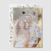 Moderne rosa Wildblume Graduierungsparty Pergament Einladungen (Versatz (Ehepaar))