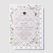 Moderne rosa Wildblume Graduierungsparty Pergament Einladungen (Versetzt (Einladung))