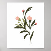 Moderne rosa Wildblumen Illustration Art Poster (Vorne)