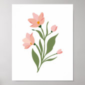 Moderne rosa Wildblumen Illustration Art Poster (Vorne)