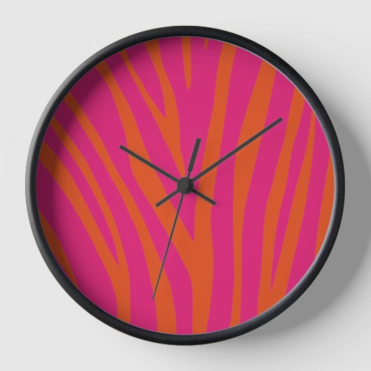 Moderne rosa Zebrahaut farbenfroh einzigartig Uhr (Vorderseite)