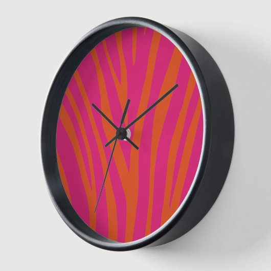 Moderne rosa Zebrahaut farbenfroh einzigartig Uhr (Winkel)