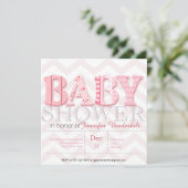 Moderne rosa Zickzack Kinderdusche Einladung (Stehend Vorderseite)