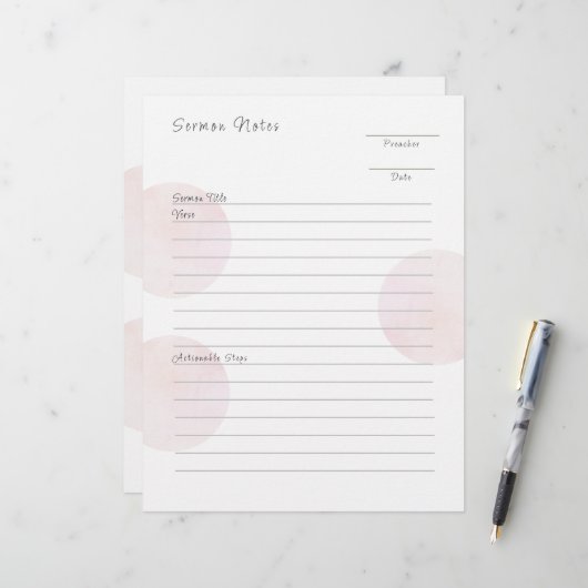 Moderne rosa Zitronennotizen Briefbogen (Vorderseite/Rückseite Beispiel)