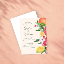 Moderne rosa Zitrusgarten-Hochzeitseinladung