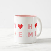 Moderne rosa Zuhause & Herz Zweifarbige Tasse (VorderseiteRechts)