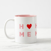 Moderne rosa Zuhause & Herz Zweifarbige Tasse (Links)