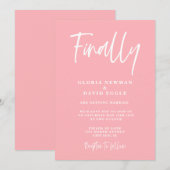 Moderne Rosafarben Endlich Hochzeitseinladung Einladung (Vorne/Hinten)