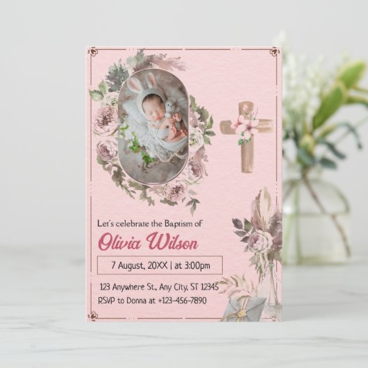 Moderne rosafarbene Bläsertafel Einladung (Stehend Vorderseite)