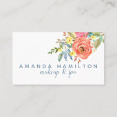 Moderne rosafarbene Blume Bläschen Wasserfarbenprä Terminkarte (Vorderseite)