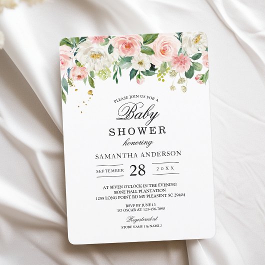 Moderne rosafarbene Blume und Goldfallen Einladung