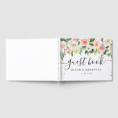 Moderne rosafarbene Blume und Goldfallen Gästebuch (Voll)