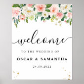 Moderne rosafarbene Blume und Goldfallen Poster (Vorne)